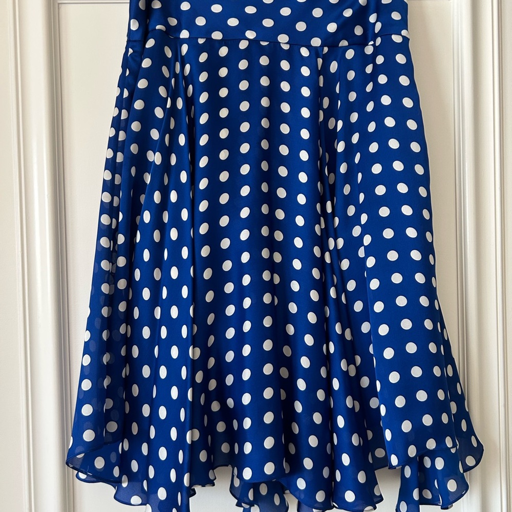 💙💙Ralph Lauren Blue and White Polka Dot Skater Skirt SILK 💙💙